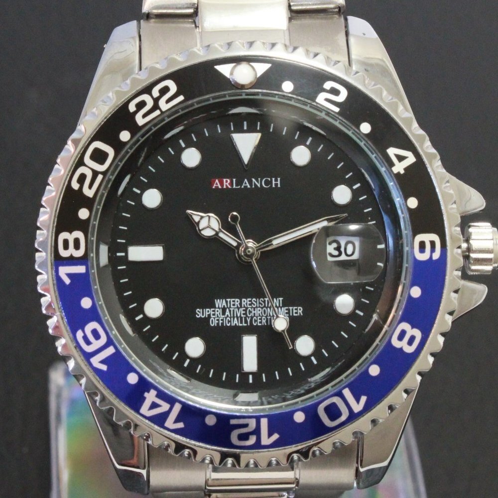 Men's Diver Style Watch Batman Bezel Stainless Bracelet 40mm - Picture 9 of 12
